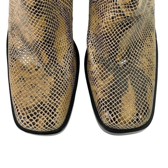 BASS AIME Leather Snakeskin Pattern Side 3" Heel Boots Zip US Size 6.5M - Picture 4 of 12